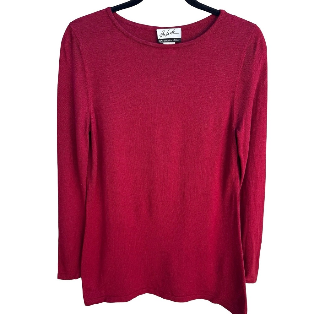 Randolph Duke Quiet Luxury Silk Cashmere Minimalist Knit Sweater Red Womens S
